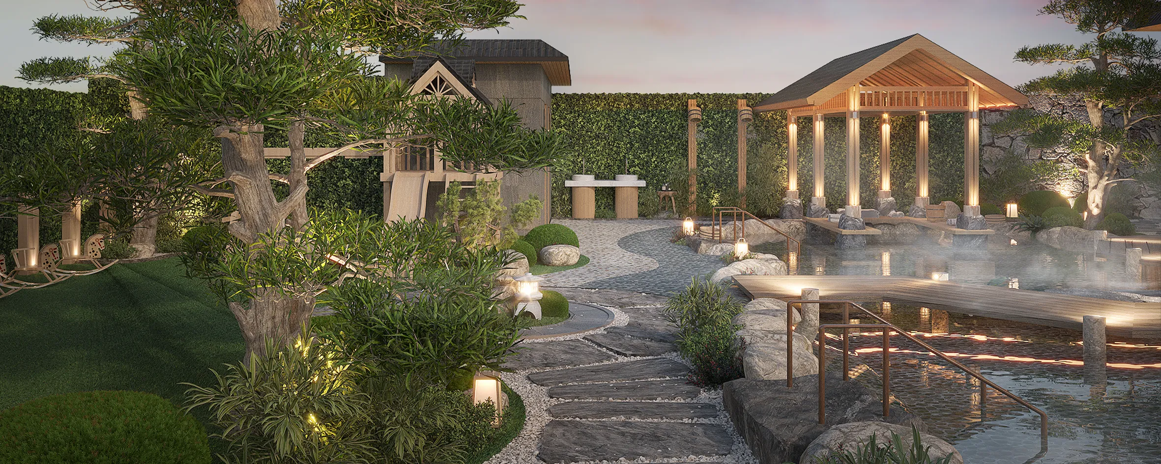 Onsen clubhouse & Yamaki park